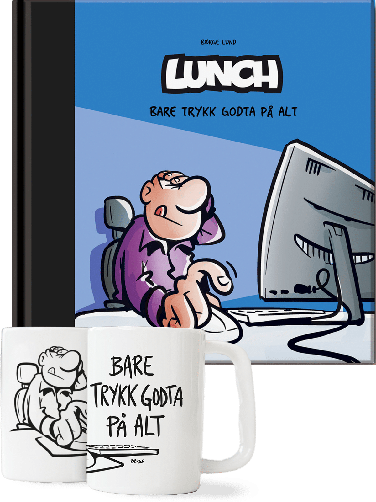 Lunchpakke – «Bare trykk godta på alt» bok + kopp!